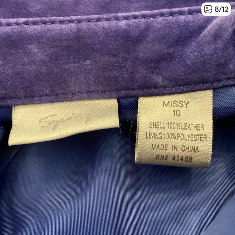 VINTAGE SPIEGEL Blue Purple Real Genuine Suede Leather OTK Shirt Dress - Picture 6 of 7